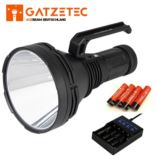 AceBeam K75 2.0 Taschenlampen Bundle inkl. 4 Stk. Akkus und X4 Vierschachtladegerät