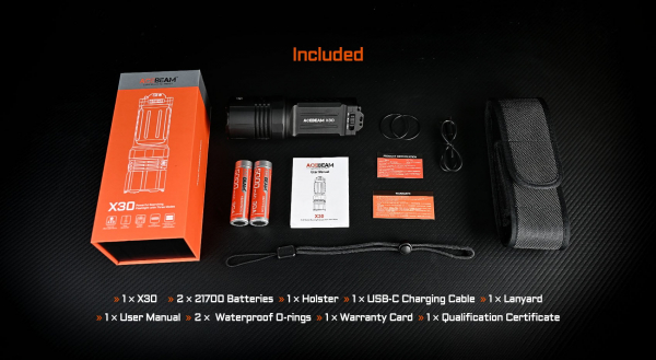 ACEBEAM X30 Taschenlampe bei Gatzetec Betriebsdauer