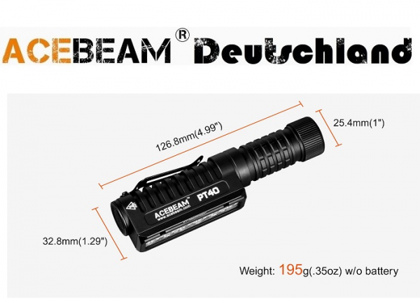Acebeam PT40 Maße