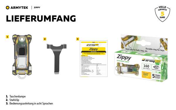 Armytek Zippy Mini-Taschenlampe in 5 Farben