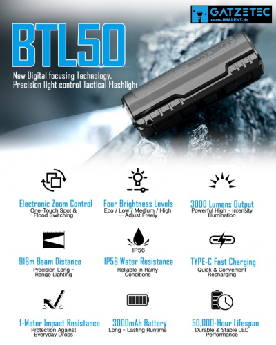 Preview: IMALENT BTL50 bei GATZETEC.de technische Daten