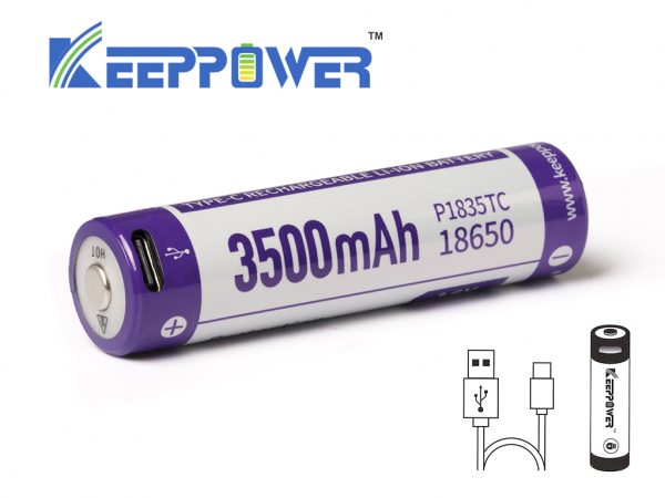NEU KEEPPOWER P1835TC 18650-3500mAh mit USB-C