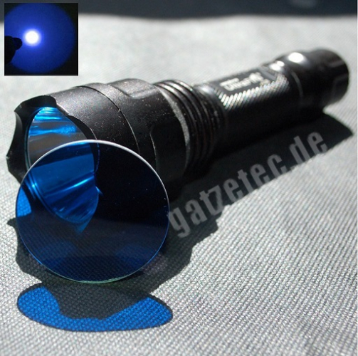 Taschenlampenglas, Streuscheibe 42 mm Blau
