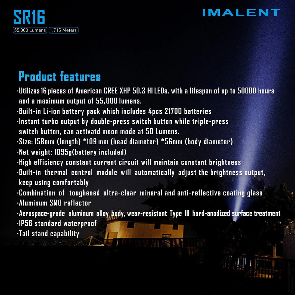 Imalent SR16 Taschenlampe 55000 Lumen Neuigkeit extrem