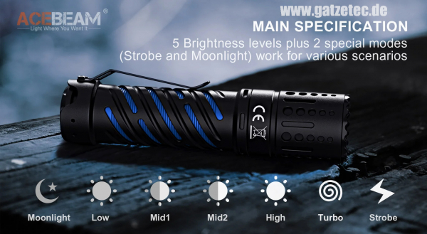 ACEBEAM E70 Taschenlampe Modus
