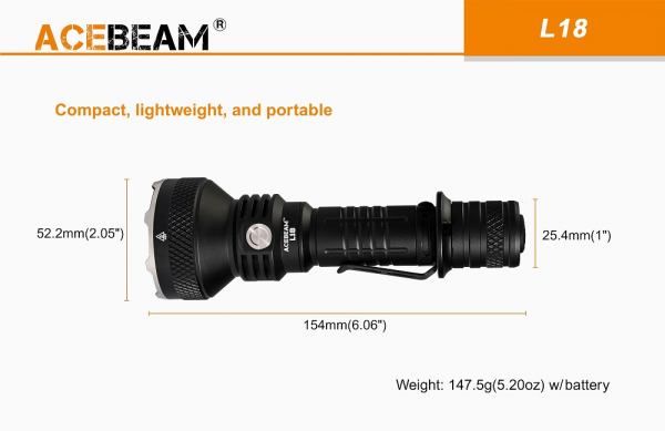 Acebeam L18 Maße