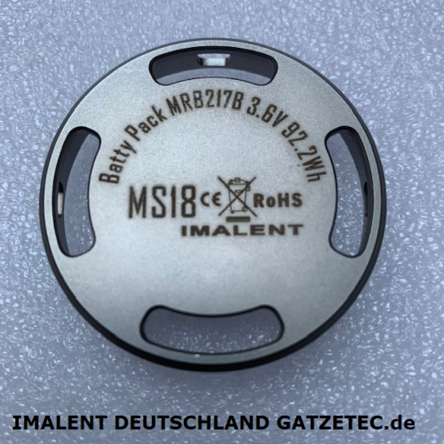 AKKUPACK für die IMALENT MS18 und R90TS bei Gatzetec Deckel