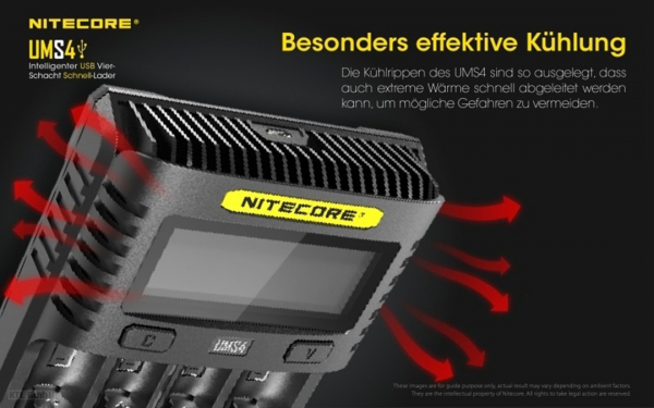 Nitecore UMS4 Ladegerät Temperatur