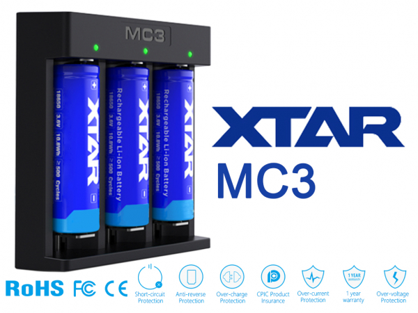 XTAR MC3 Ladegerät CE zertifiziert