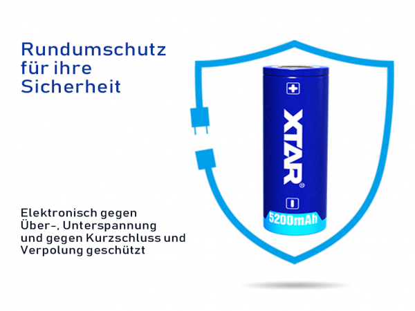 XTAR 26650-5200mAh Akku PCB
